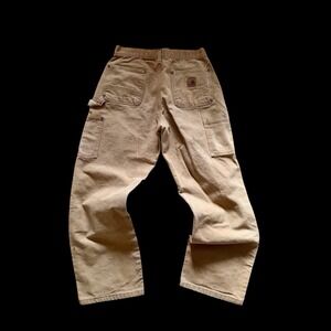 Vintage Carhartt B136 BRN Brown Camel Double Knee Distressed Pants 29x28